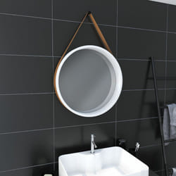 Aurlane - miroir salle de bain rond type barbier diamètre 50 cm - barber white