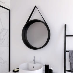 Aurlane - miroir salle de bain rond type barbier - noir - diamètre 50 cm