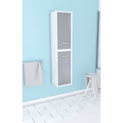 COLONNE DE SALLE DE BAIN SCANDINAVE BLANC A SUSPENDRE - H150xP25xL35cm - NORDIK ASKA