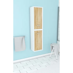 Aurlane - colonne de salle de bain scandinave blanc a suspendre - h150xp25xl35cm - nordik naturlig