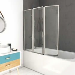 Pare baignoire pivotant 3 volets chrome - 125x143 cm - verre trempé 4 mm - zaggy chrome