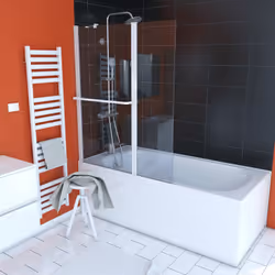 Caractéristiques techniques pare baignoire HERITAGE Pare baignoire avec volet pivotant Verre trempé 5mm transparent Bras de m ...