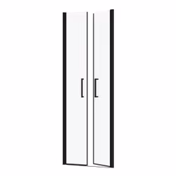 Porte de Douche Double Battant 70x200cm - Verre Trempé Transparent 6mm - Profil Noir Mat - Vue supplémentaire 3