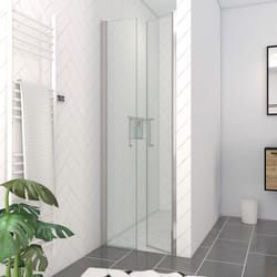 Porte de douche double battant 70x200cm - verre trempé transparent 6mm - profil chromé