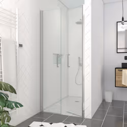 Description générale La porte de douche double battant FLAPPY CHROMED, d'une largeur de 90 cm, allie esthétique et fonctionna ...