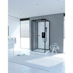 Aurlane - cabine de douche carrée 80x80x230cm - extra blanc et profilé noir mat - lunar square 80