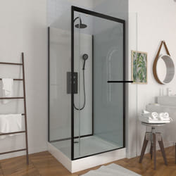 Aurlane - cabine de douche carrée 90x90x230cm - extra blanc et profilé noir mat - lunar square 90
