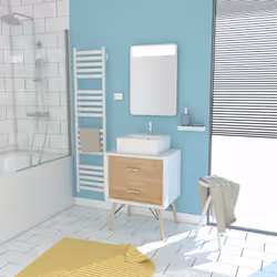 Caractéristiques techniques du MEUBLE NORDIK: Dimensions H47xL60xP46cm Caisson NORDIK en MDF 16mm Couleur laqué blanc mat Bor ...
