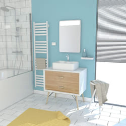 Pack esprit scandinave meuble vasque et miroir à led Marron Foncé 80 cm