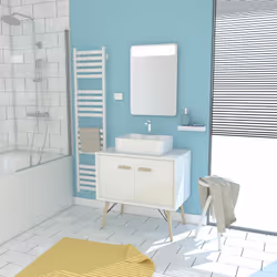 Caractéristiques techniques du MEUBLE NORDIK: Dimensions H47xL80xP46cm Caisson NORDIK en MDF 16mm Couleur laqué blanc mat Bor ...