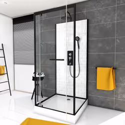 Description générale Ambiance design et épurée avec cette cabine de douche qui deviendra un atout charme au cœur de votre sal ...