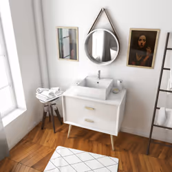 Ce pack NORDIK comprend un caisson à 2 tiroirs blanc avec vasque et miroir Caractéristiques techniques de éléments composant  ...