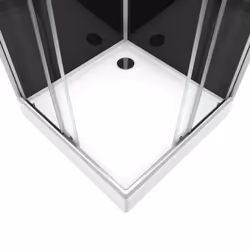 Cabine de douche carrée AURLANE SQUARY BLACK 2 - 80x80x195 - Portes coulissantes en verre trempé 5mm - Noir
