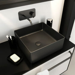Aurlane - vasque à poser rectangle en céramique noire - 36.5x36.5x10.7cm - squarish dark