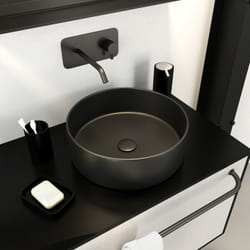 vasque à poser ronde en céramique noire - diamètre 36cm - hauteur 11.5cm - roundy dark