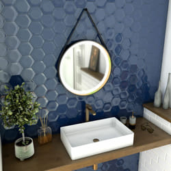 Miroir salle de bain rond - diamètre 55cm - noir mat et finition bronze - circle horus led