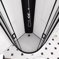 Cabine de douche LIFT UP BLACK 1/4 de cercle 85x85x235cm