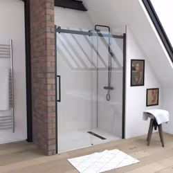 Description générale Ajoutez une touche industrielle à votre salle de bain avec cette paroi de douche à porte coulissante. So ...