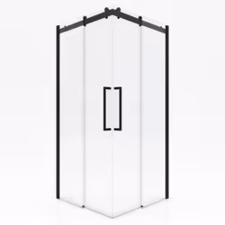 Aurlane - Paroi porte de douche type industriel ouverture d'angle profiles noir mat - verre trempe 8mm