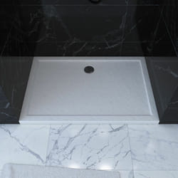 Aurlane - receveur de douche a poser rectangle extra plat en acrylique renforcee blanc - finition pierre