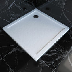 receveur de douche a poser extra plat en acrylique renforcee blanc - finition pierre - 80x80 cm