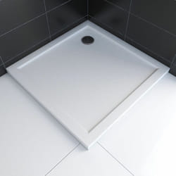 Receveur de douche a poser extra plat en acrylique blanc carre 80x80 cm bac de douche