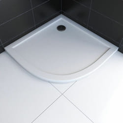Receveur de douche a poser extra plat en acrylique blanc 1-4 de cercle - 90x90cm