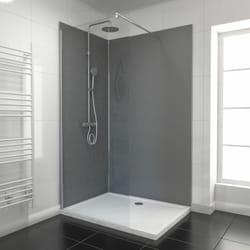 Aurlane - lot de 2 panneaux muraux aluminium gris 90+120x210 cm avec profilés anodise brillant - wall'it