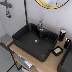 Aurlane - vasque à poser rectangle en céramique noire - 48x37x13.5cm - rectangular dark
