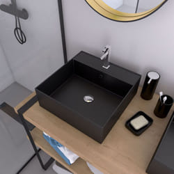 Aurlane - vasque à poser carrée en céramique noire - 41x41x15cm - squary dark