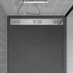 Receveur en acrylique Gris Effet Pierre 80x80x4 cm - Grille Linéaire Chrome - meteora