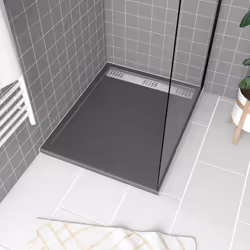 METEORA, la gamme de receveurs Extra-Plat à Ecoulement Linéaire Effet Pierre ! Le receveur METEORA en ABS et acrylique Gris A ...