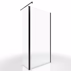 Pack Paroi de Douche et Volet Pivotant 90+40x200 cm - Verre Transparent - Barre de Fixation Noire