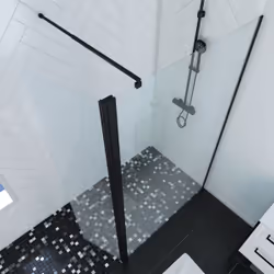 Aurlane - Pack Paroi de Douche et Volet Pivotant 120+40x200 cm - Verre Transparent - Barre de Fixation Noire