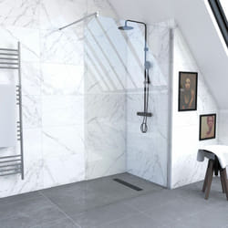 Pack paroi de douche 120x200cm verre transparent - barre de fixation extensible et profil chrome