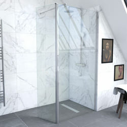 Pack paroi de douche et volet pivotant 90+40x200 cm - verre transparent - barre de fixation chrome