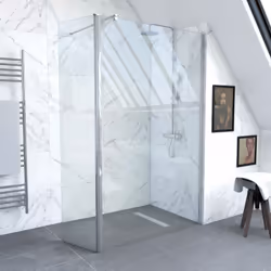 Pack paroi de douche à l'italienne 120x200cm et volet pivotant 40x200 cm en verre transparent. Profilé et barre de fixation m ...