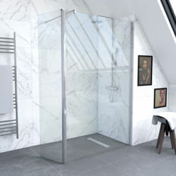 Pack paroi de douche et volet pivotant 120+40x200 cm - verre transparent - barre de fixation chrome