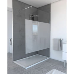 Pack paroi de douche dépolie 120x200cm + barre de fixation extensible - verre 8mm - finition chrome
