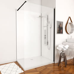Pack Panneaux Muraux Aluminium Blanc 120+90 - Profilés Noir Mat + Receveur Acrylique 120x90