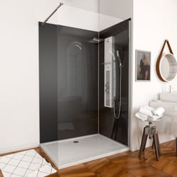 Pack Panneaux Muraux Aluminium Noir 120+90 - Profilés Chromes + Receveur Acrylique 120x90