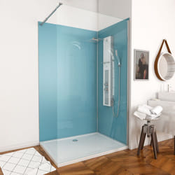 Aurlane - pack panneaux muraux aluminium bleu 120+90 - profilés chromes + receveur acrylique 120x90