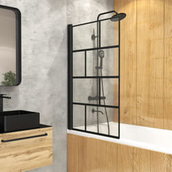 Pare baignoire rabattable sérigraphié 75x125cm - finition noir mat - blocks screen