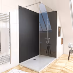 Pack de 2 Panneaux Muraux Aluminium NOIR 90+120x210 cm avec Profilés ANODISE BRILLANT - WALL'IT