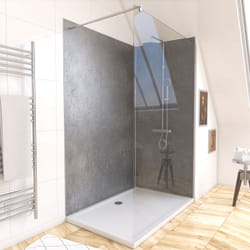 Pack de 2 Panneaux Muraux Pierre Silver Grey 90+120x210 cm avec Profilés anodise brillant - stone'it