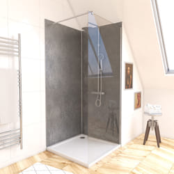 Pack de 2 Panneaux Muraux Pierre Silver Grey 90+90x210 cm avec Profilés anodise brillant - stone'it