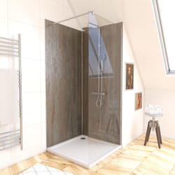 Pack de 2 Panneaux Muraux Pierre Wood Stone 90+90x210 cm avec Profilés anodise brillant - stone'it