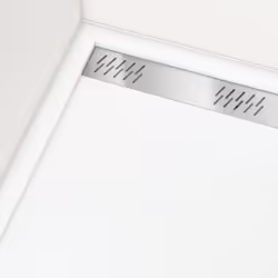 Receveur en acrylique Blanc 90x120x4 cm - Grille Linéaire Chrome - whiteness ii