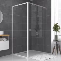 Paroi de retour Paroi porte de douche blanc RETOUR 90x185cm pour porte - verre transparent 5mm - WHITY SIDE 90 Caractéristiqu ...
