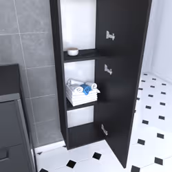 Colonne de salle de bain noir 30x35x150 cm avec 2 portes et poignées noir mat - structura F050